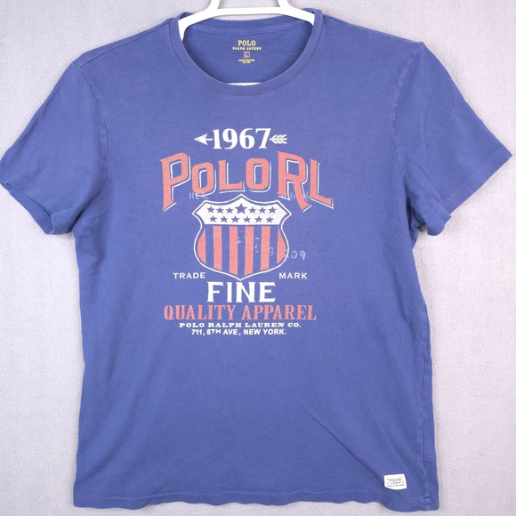 Polo Ralph Lauren Other - Polo Ralph Lauren T-Shirt Graphic Shield Logo Blue Large Cotton 1967 Americana